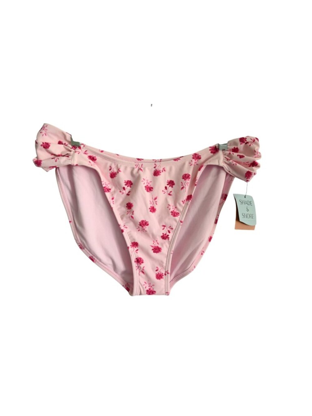 NWT Shade & Shore Sz XL Pink Floral Low Rise High Leg Bikini Bottom Swim Brief